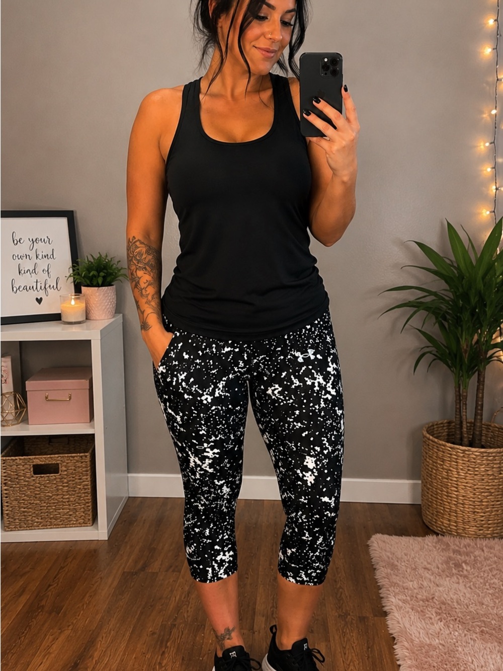 Under Armour Black and White Splatter Capri Leggings